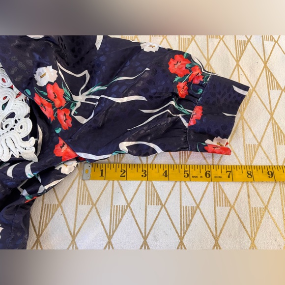 BURRYCO Floral Print Mini Puff Sleeve Lace Collar Flowy Dress Size 4 - Picture 14 of 16